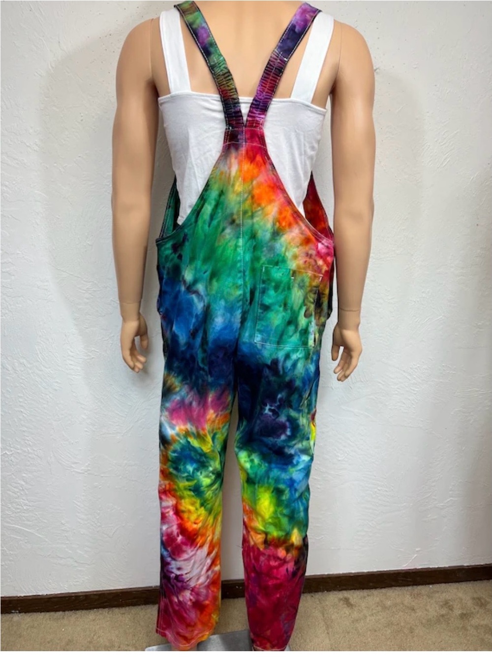 Tie-Dye Rainbow Women’s Overalls - Vibrant Multicolor
